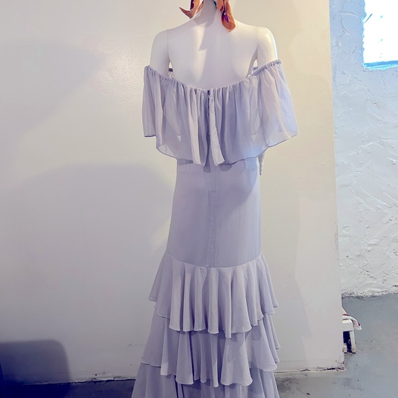 NWOT Lavender Strapless/On/Off Shoulder Maxi Dress Chiffon Full-Length Gown Sz.M - Picture 4 of 12